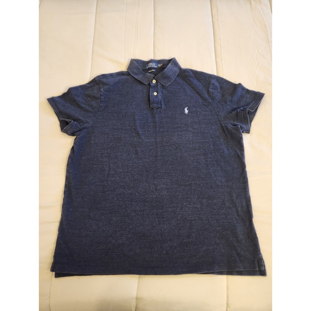 Polo Ralph Lauren Men's Cotton Custom Slim Fit Navy Polo T-Shirt Sz XXL